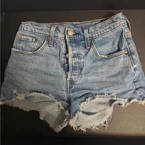 Levi's Blue Jean Shorts Distressed High-Waisted